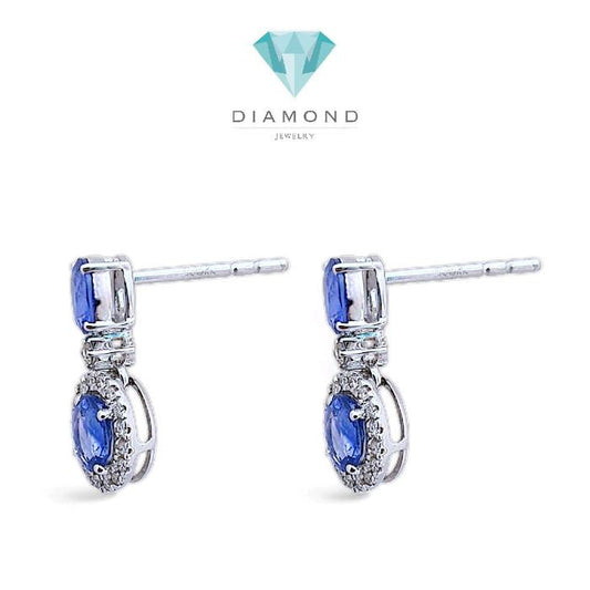Blue Sapphire Diamond Earring 18K / Diamond Jewelry