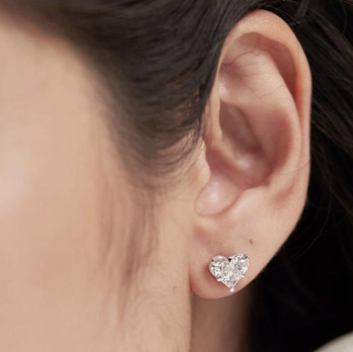 Heart stud diamond earring 18K gold Diamond Jewelry-EARRINGLOVE-ESPERANZA1.3CT