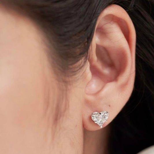 Heart stud diamond earring 18K gold Diamond Jewelry-EARRINGLOVE-ESPERANZA1.3CT