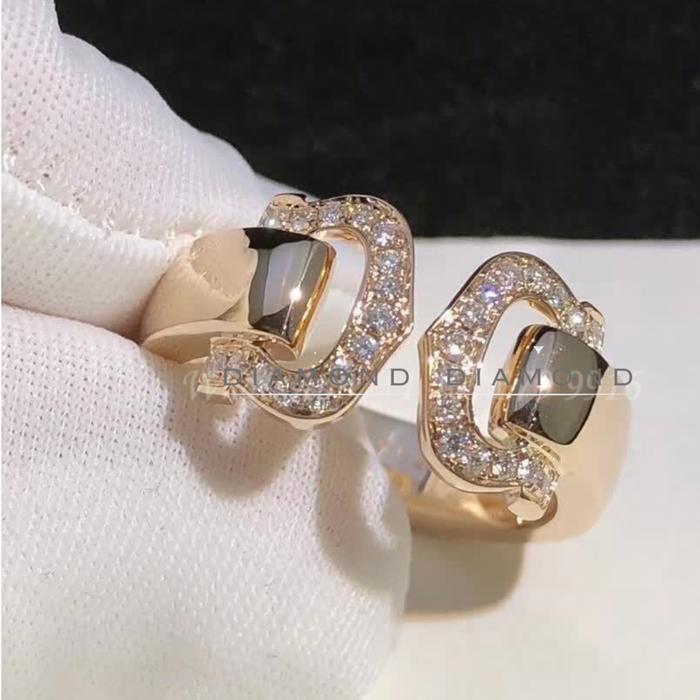 Diamond Ring Double C 18K Rose Gold Diamond Jewelry-25CBM710LSWP-HT