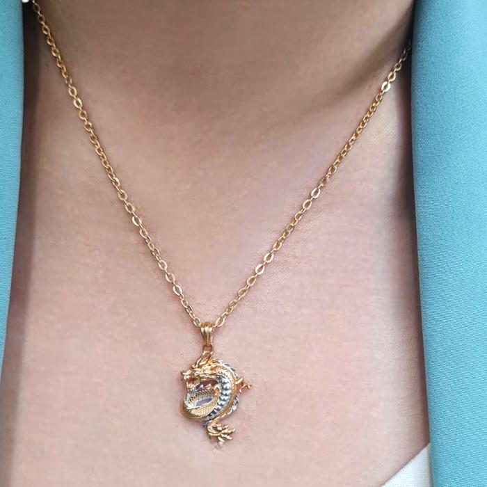 Liontin Mas Naga 2 Warna-Diamond Jewelry