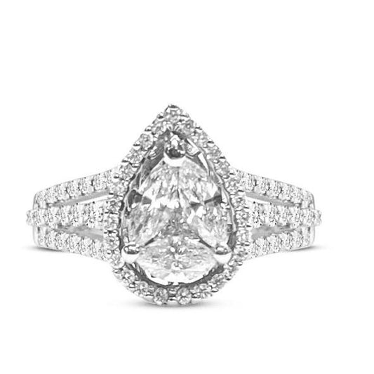 Pearshape esperanza Diamond Ring 18 K white gold Diamond Jewelry
