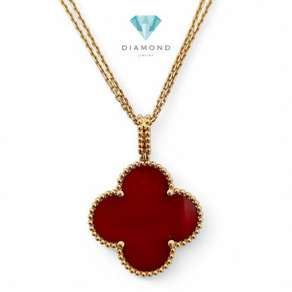 Magic Clover Long Necklace Charnelian 18K / Diamond Jewelry-76KBD76000AB-HT