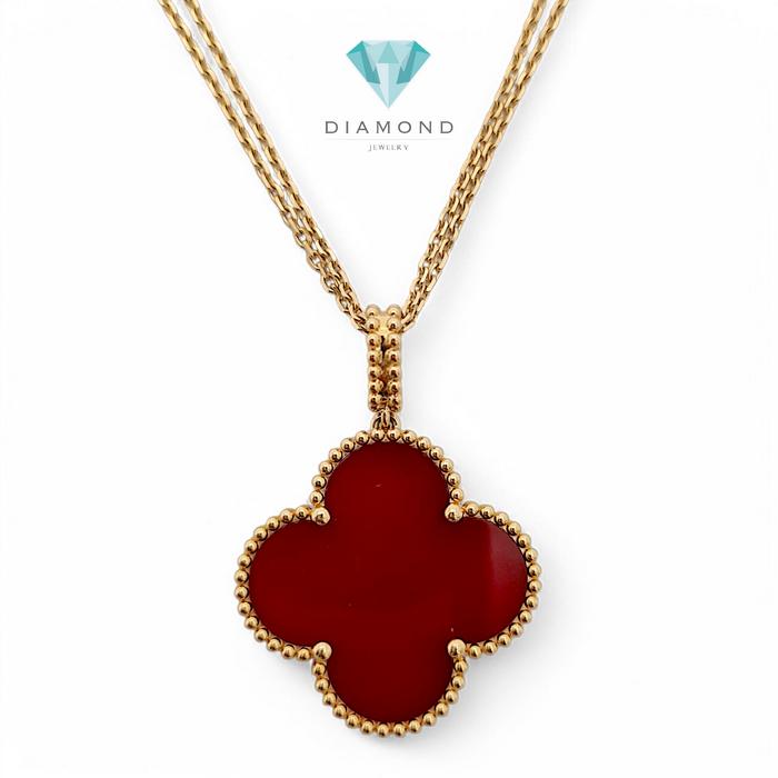 Magic Clover Long Necklace Charnelian 18K / Diamond Jewelry-76KBD76000AB-HT