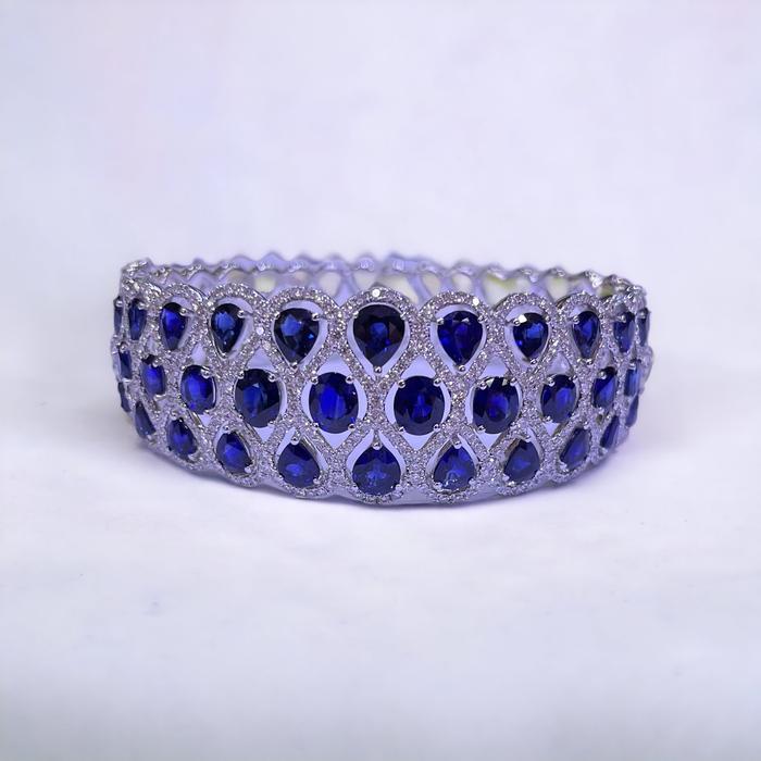 Sapphire Blue Royal Diamond Bangle-Diamond Jewelry