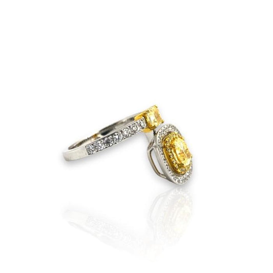 Yellow Cushion Diamond Ring 18k white gold-Diamond Jewelry