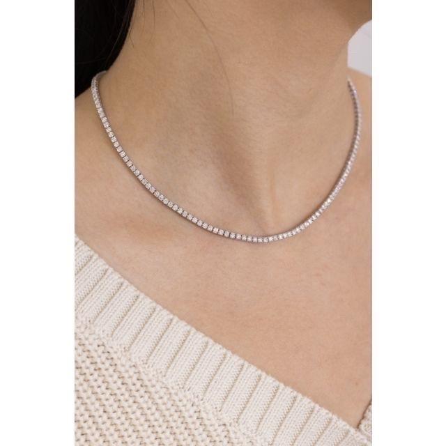 Tennis necklace diamond round 18k 8ct-Diamond Jewelry