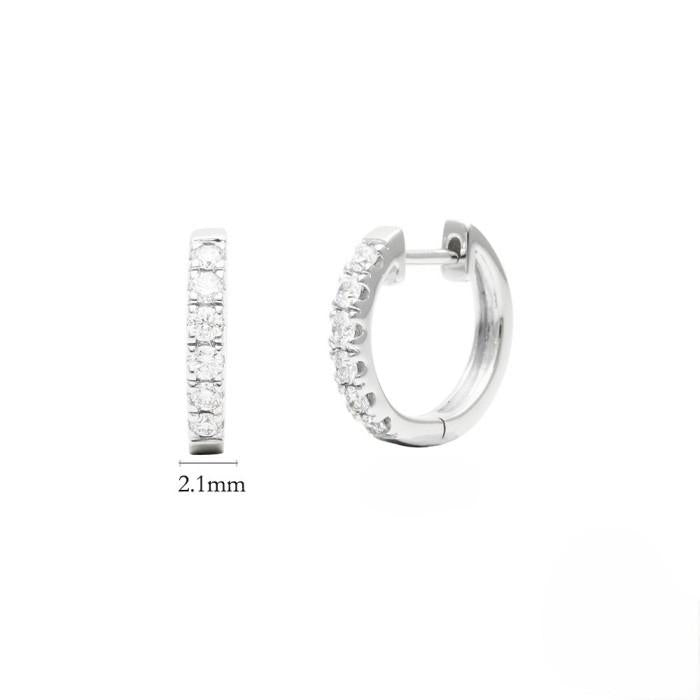 Hoop clip diamond earring 18k White gold-Diamond Jewelry