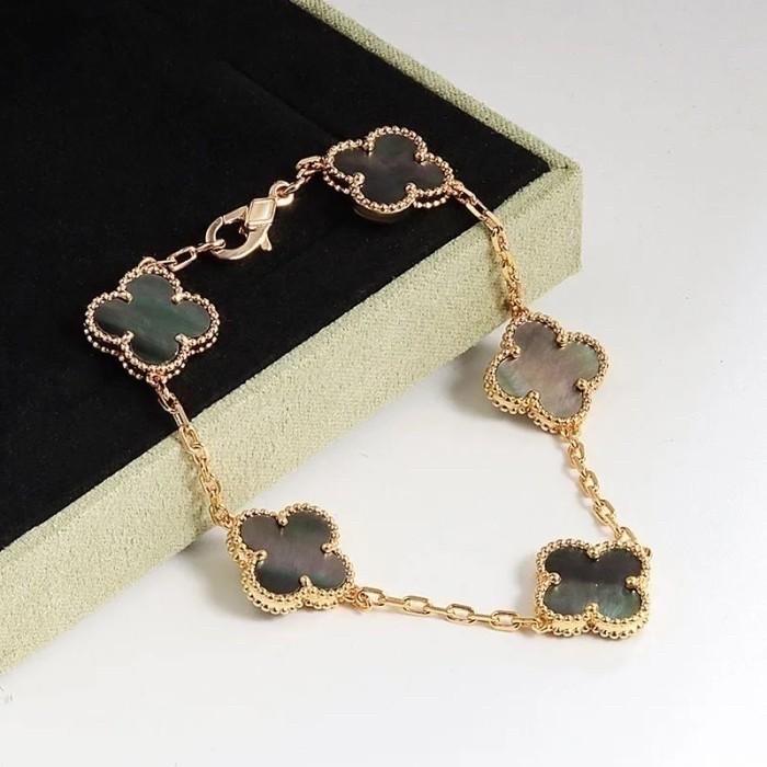 Clover Vintage Bracelet Grey Obsidian 18K-Diamond Jewelry-360GBD1096RY-HT