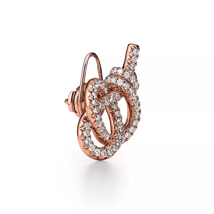 Knot diamond rose gold 18k earring-Diamond Jewelry
