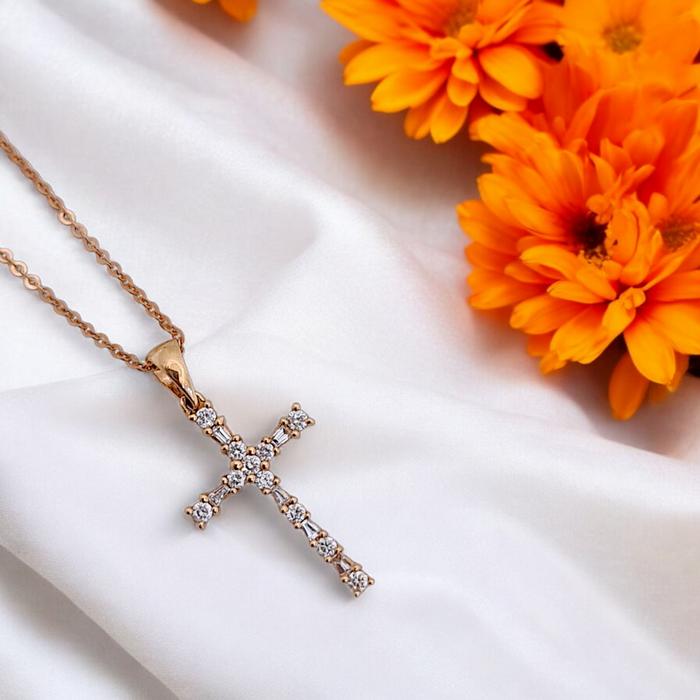 Liontin Cross Diamond pendant Dainty 18K / Diamond Jewelry