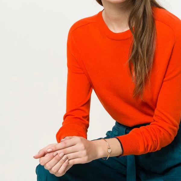 Double heart bangle 18K Rose gold with diamond Diamond Jewelry