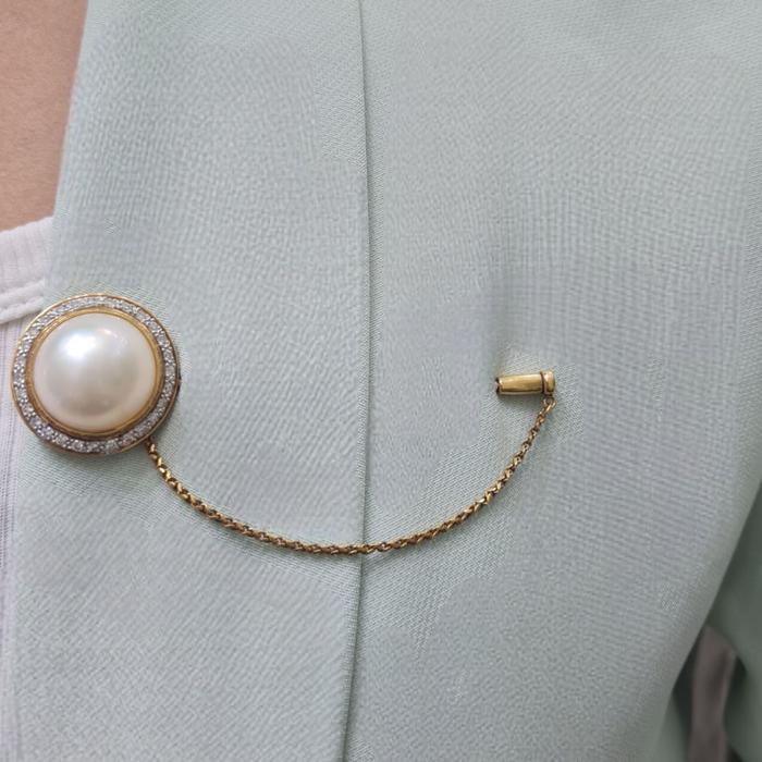 Clip Pearl Diamond /Bros baju jilbab 18K / Diamond Jewelry