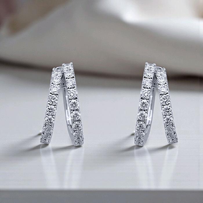 Double Hoop Diamond Earring 18K / Anting Berlian Hoop Double 18K / Diamond Jewelry 391AB4900VIONLS - HT