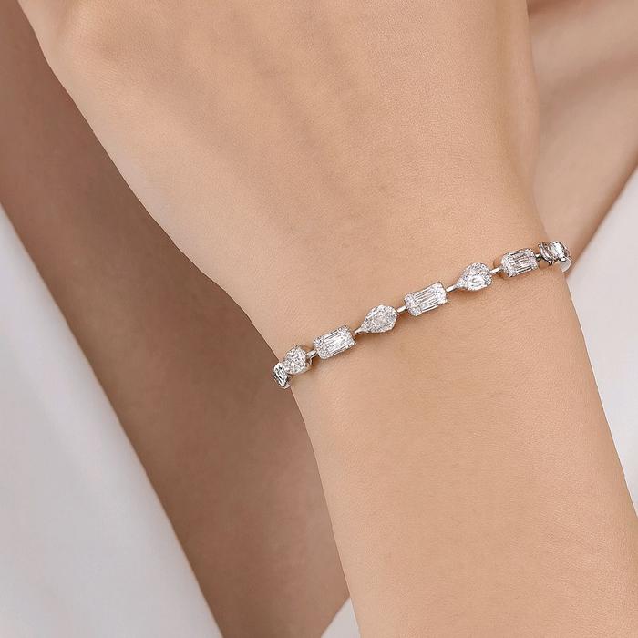 Multishape Baguette Diamond Bracelet 18K / Gelang Berlian Multishape Baguette 18K / Diamond Jewelry 404GB1860PRLS - HT