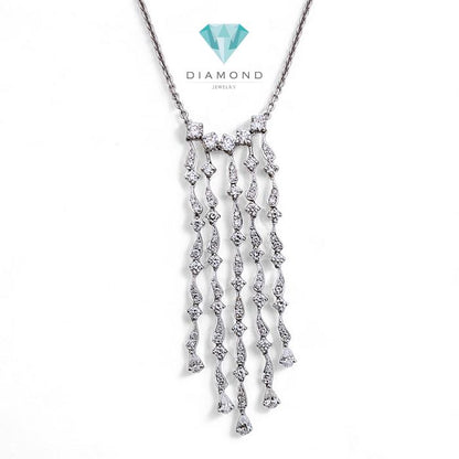 Long Diamond Necklace 18K / Diamond Jewelry