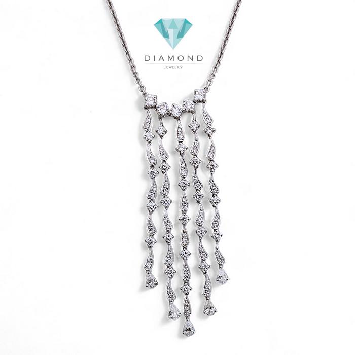 Long Diamond Necklace 18K / Diamond Jewelry