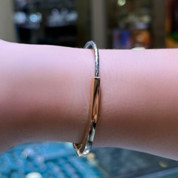 Lock Bracalet  all gold duo color mini gold 18k:Diamond Jewelry