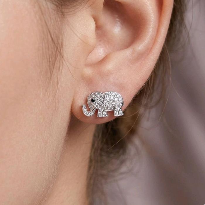 Elephant Diamond Earrings 18K / Diamond Jewelry / 111AB121000AB