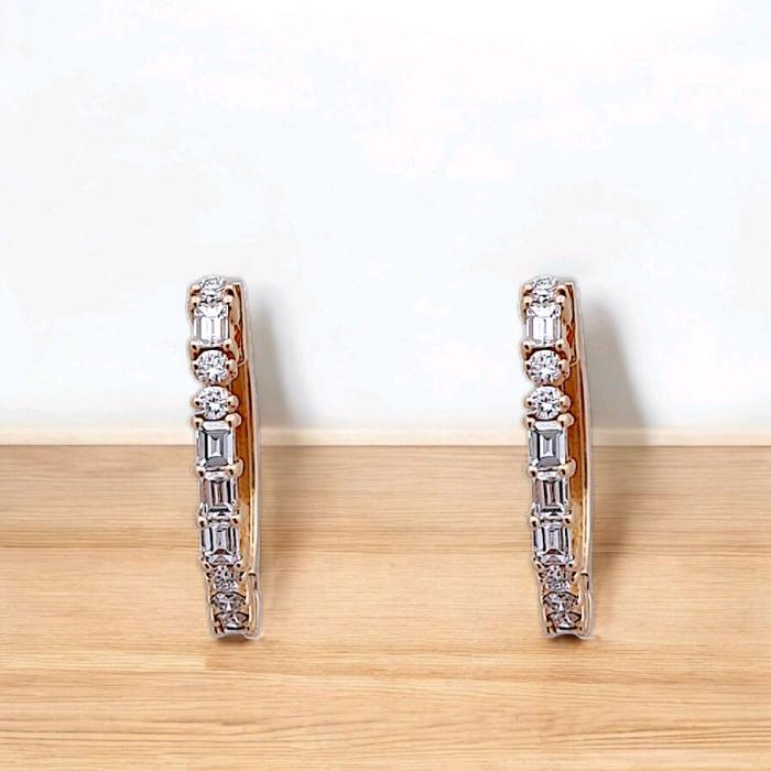 Baguette Diamond Earring 18K / Diamond Jewelry-399AB3851SD-HT