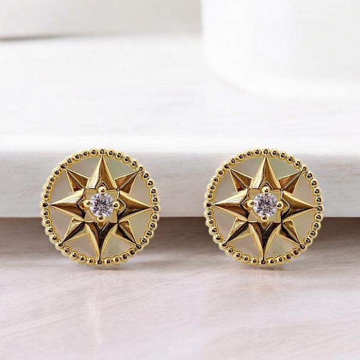 Star Lucky Diamond  MOP Diamond Earrings 18K / Diamond Jewelry-364ABD338RY
