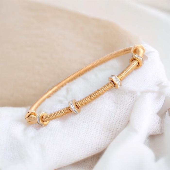 Screw Diamond Bangle Bracelet 18K Rose Gold Ecreu-Diamond Jewelry-192GBSM38000RY-HT