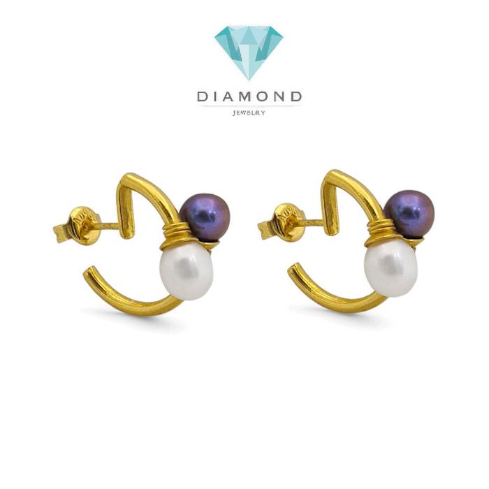 Anting Emas Mutiara 2 Warna 23K Diamond Jewelry- 10AM5WP-HT