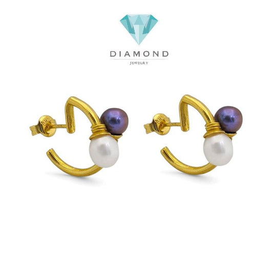 Anting Emas Mutiara 2 Warna 23K Diamond Jewelry- 10AM5WP-HT