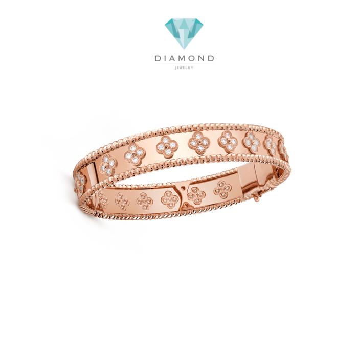VCA Perlee Diamond Bangle with 18 K Rose Gold Diamond Jewelry