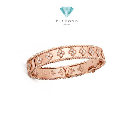 VCA Perlee Diamond Bangle with 18 K Rose Gold Diamond Jewelry