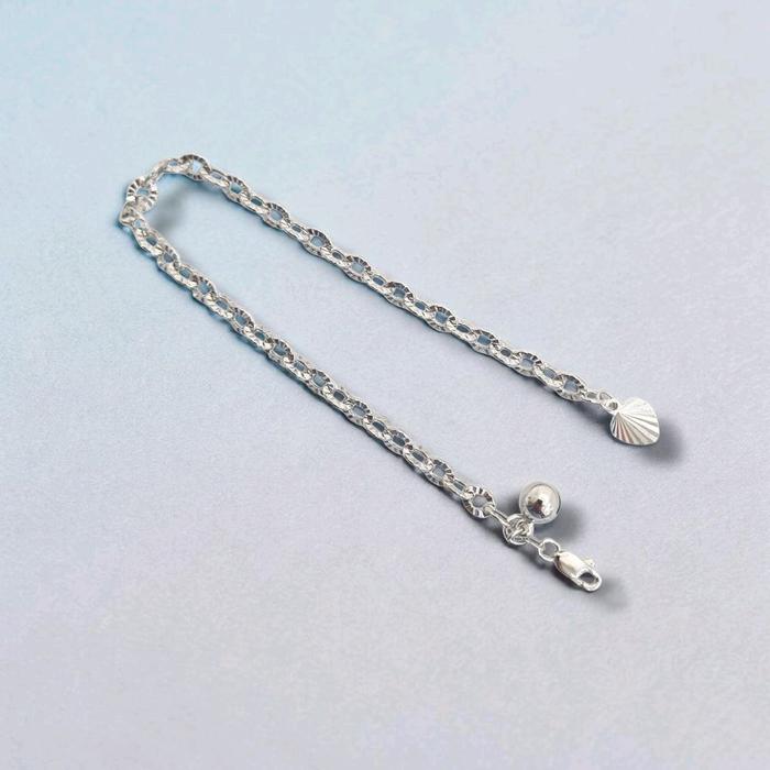 White Gold Bracelet With Heart And Bell 17K / Diamond Jewelry / 487GMS307LS
