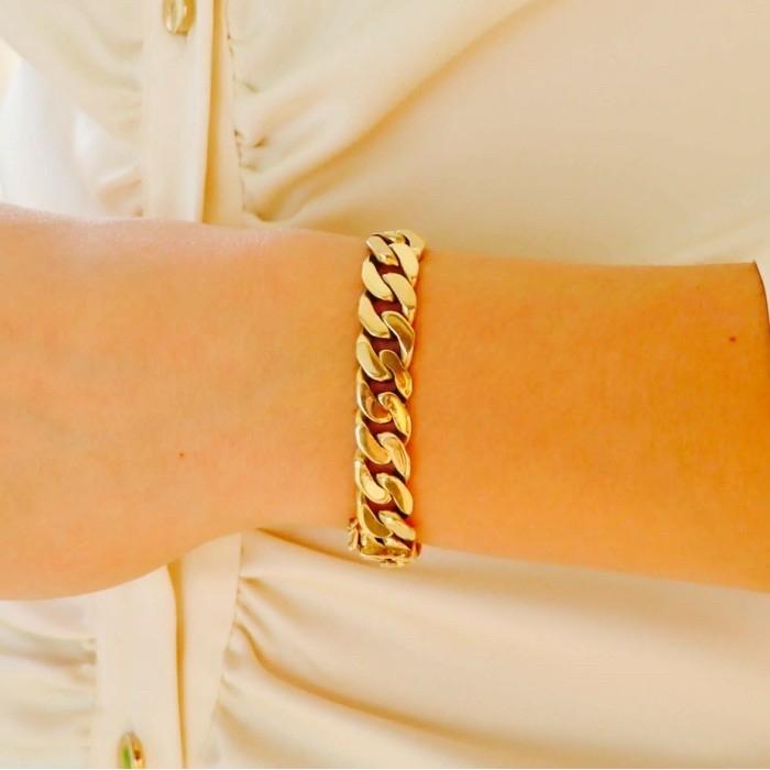 Cuban Chain Sisik Naga Gelang Mas/Gold Bracelet 16/17K Diamond Jewelry-73GMS11WP/67GMS6WP-HT