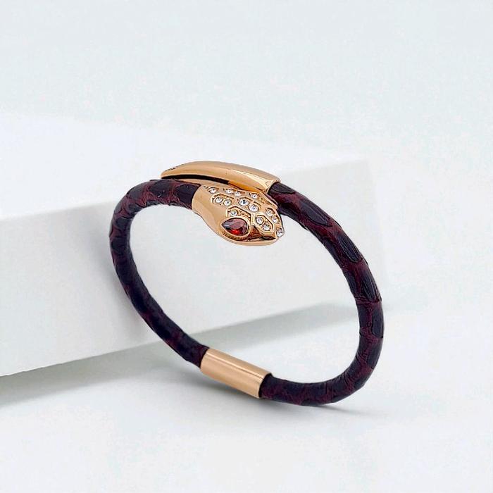 Ulo Serpenti Diamond leather Bracelet 18K / Gelang Berlian Ulo Serpenti 18K / Diamond Jewelry 1GBD15LSNEW - Gold-(SAMPLE-HT)