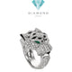 panther Diamond Ring and Emerald White Gold 18 krt