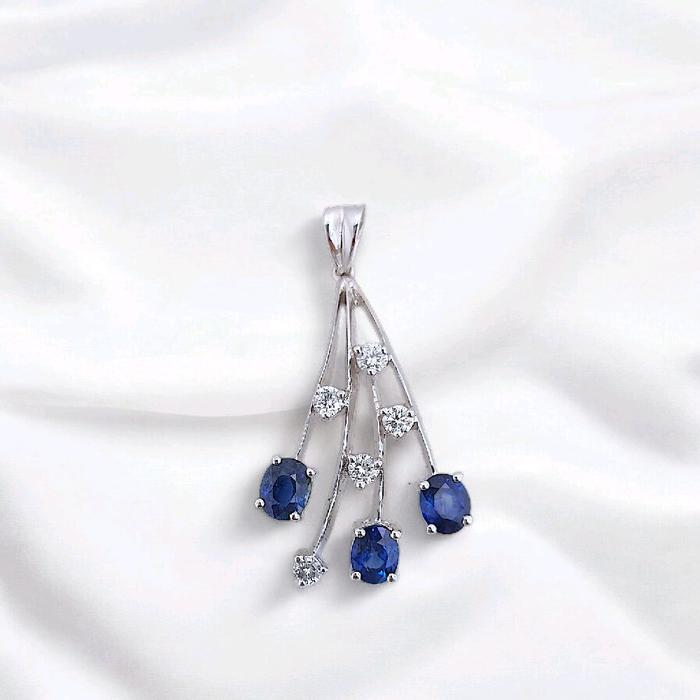Liontin Blue Sapphire Diamond 18K / Diamond Jewelry 45LBNKH6897WPLS-HT