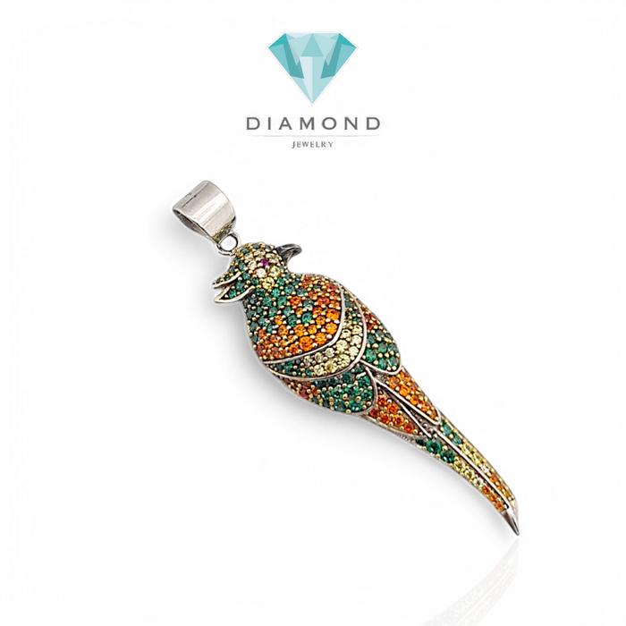 Liontin Mas Rainbow Bird Permata 18K-Diamond Jewelry-189LMSWP7-HT