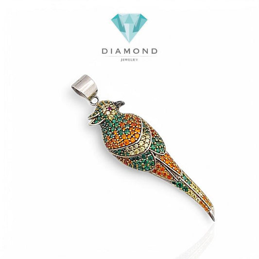 Liontin Mas Rainbow Bird Permata 18K-Diamond Jewelry-189LMSWP7-HT