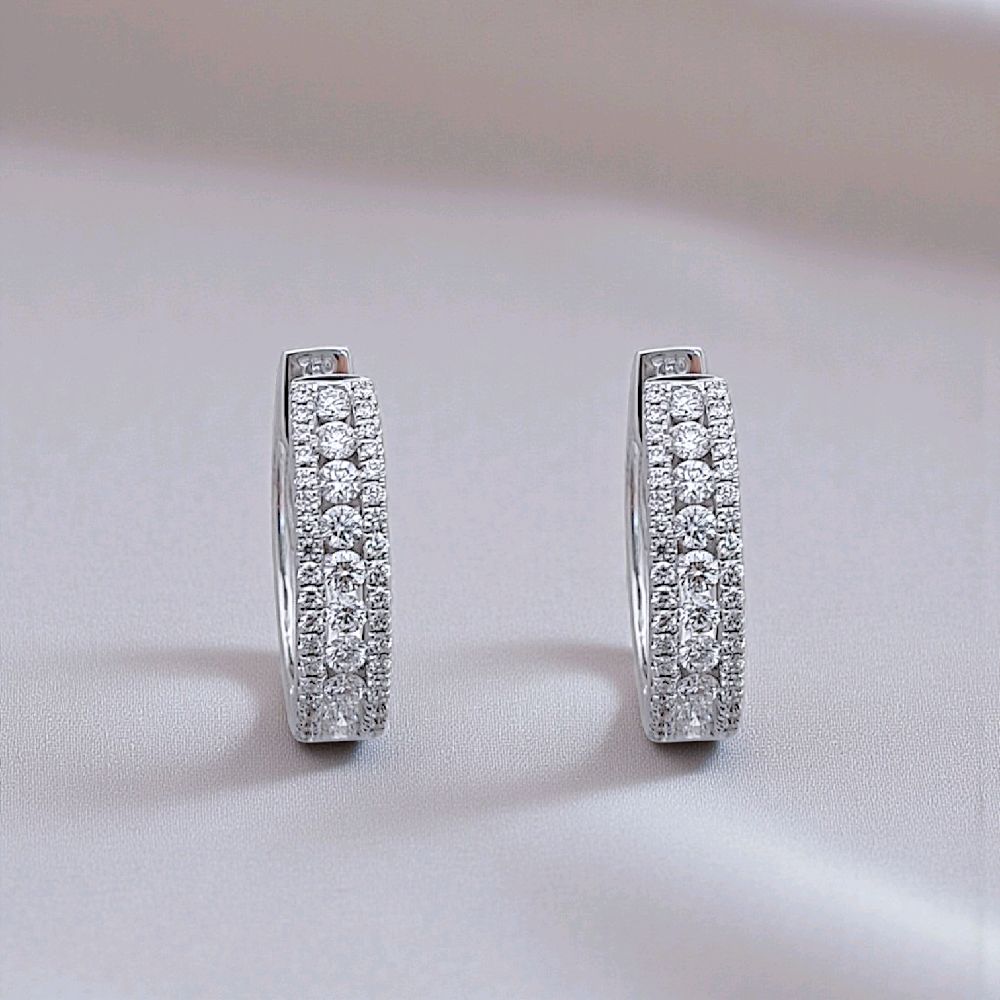 Hoop Diamond Earring 18K / Anting Berlian Hoop 18K / Diamond Jewelry 402AB4800LS-HT