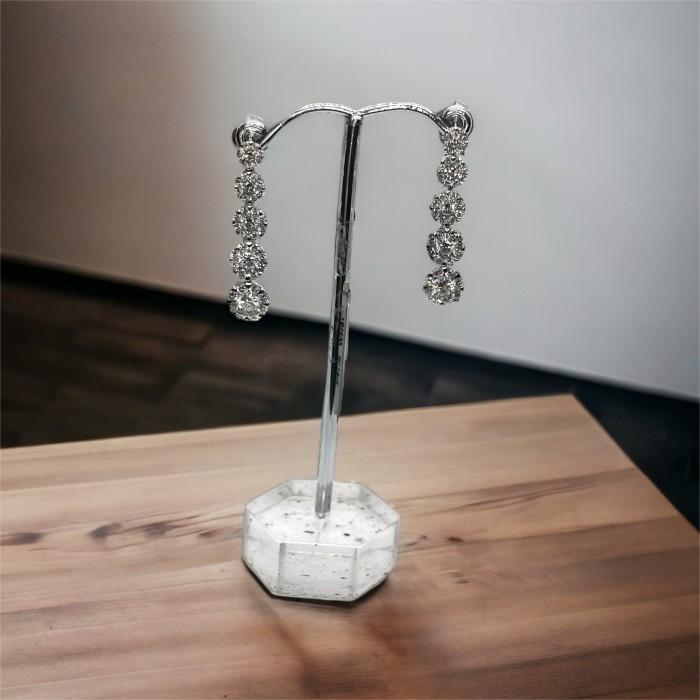 Diamond tennis earring 18k White gold-Diamond Jewelry