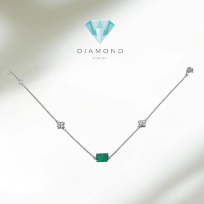 Green emerald diamond bracelet 18k- Diamond Jewelry