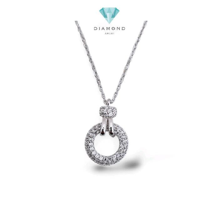 White Gold Circular Necklace 17K / Kalung Bundar Emas Putih 17K / Diamond Jewelry / 455KMS269LS