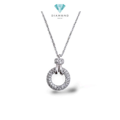 White Gold Circular Necklace 17K / Kalung Bundar Emas Putih 17K / Diamond Jewelry / 455KMS269LS