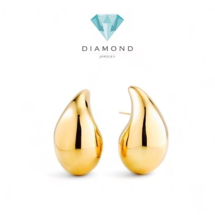 Bola/Tear drop gold 18k earring fashion -Diamond Jewelry-381AMS459LS-382AMS615LS