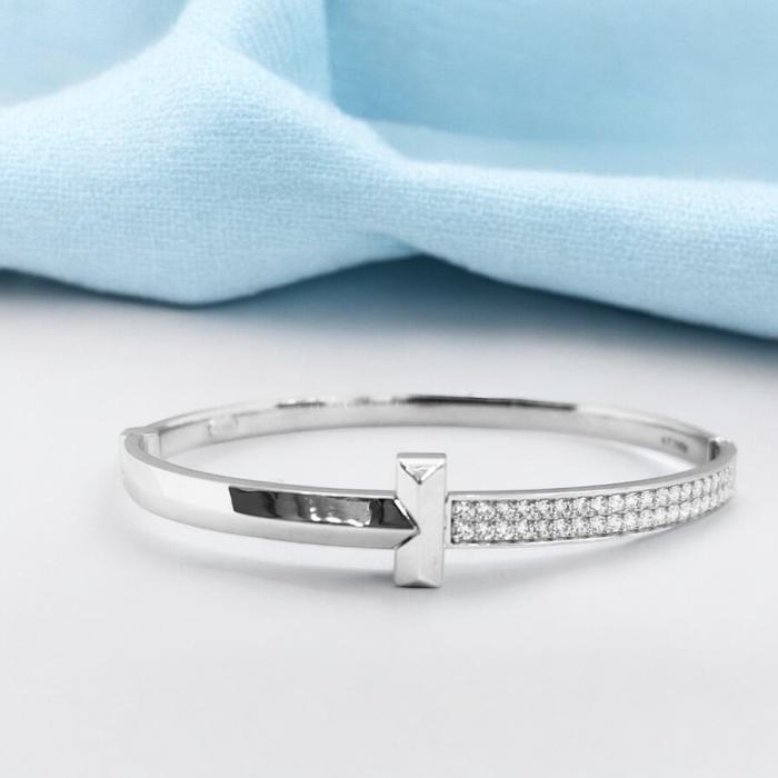 T1 Bangle Gelang Emas 750K White Gold-Diamond Jewelry-336GMS8LS-HT