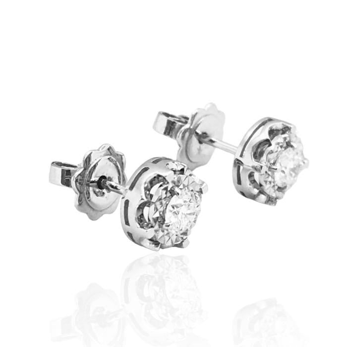 Diamond Solitaire illusion flower earring -Anting berlian utuh solitaire- anting berlian asli 18k-Diamond Jewelry