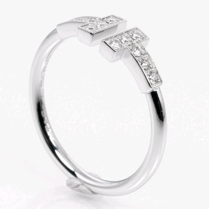 Double T Diamond Ring White Gold 18K / Diamond Jewelry-404CBDAB42000LS-HT