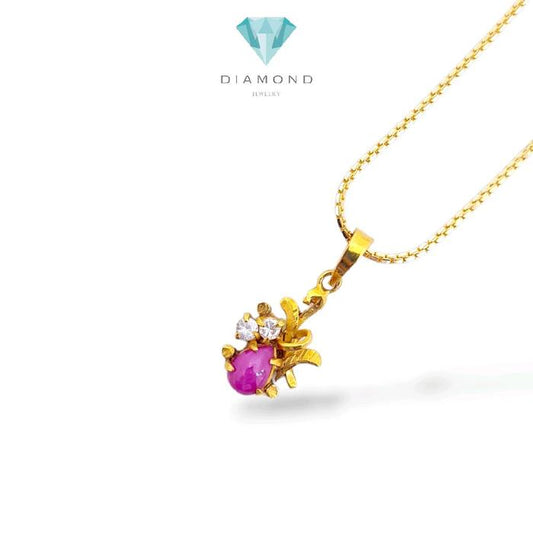 Ruby Floral Pendants 23K / Liontin Bunga Ruby 23K / Diamond Jewelry / 191LMSWP2