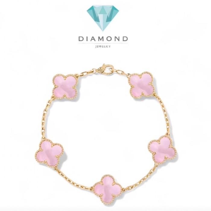 Pink mop clover vintage gold bracelet 18k-Diamond Jewelry