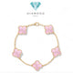 Pink mop clover vintage gold bracelet 18k-Diamond Jewelry