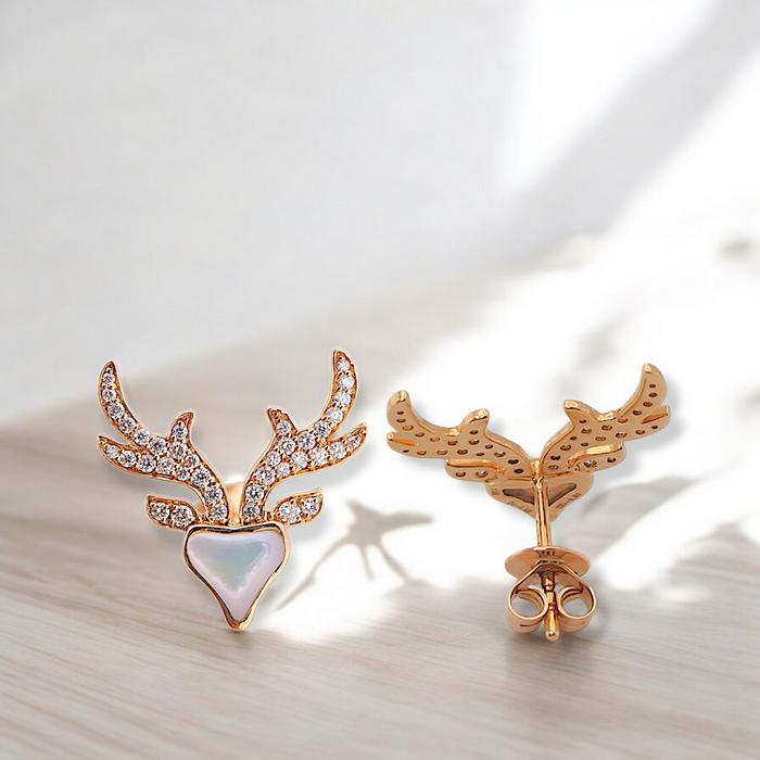 Anting Rusa MOP with Diamond 18K- deer diamond mop earring / Diamond Jewelry